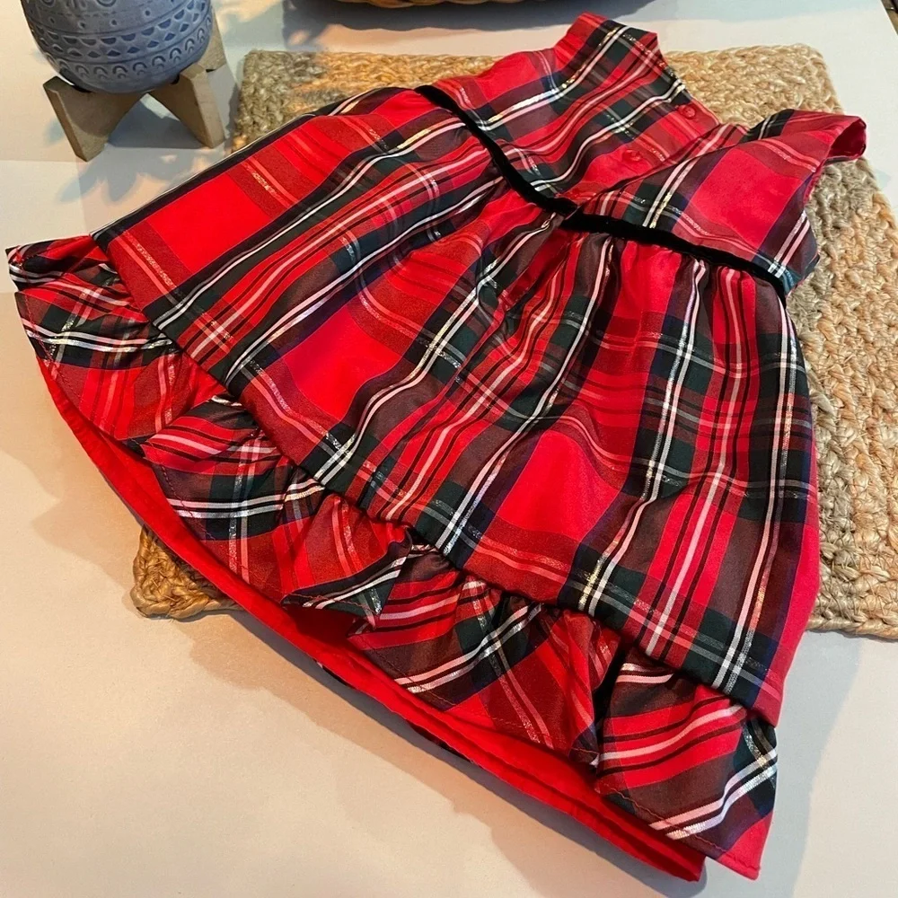 Festive Little Girls Red Plaid Holiday Dress